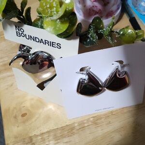 Heart Brooch Metal Clip and Earrings Set